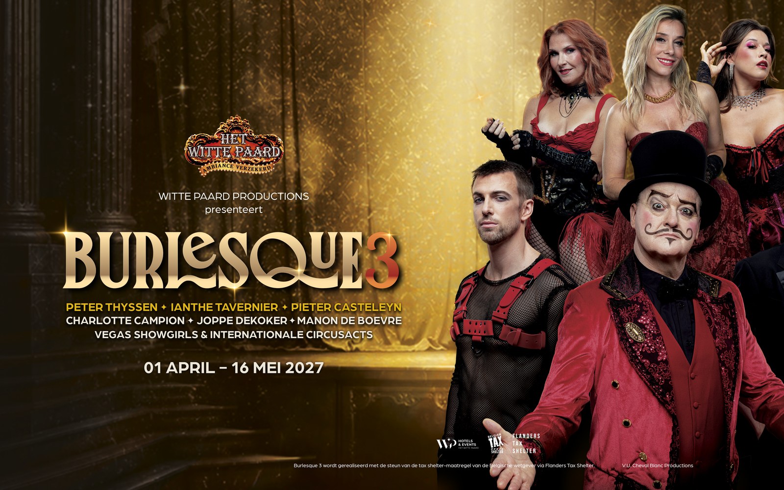 Affiche van Burlesque 3 van Het Witte Paard met de cast