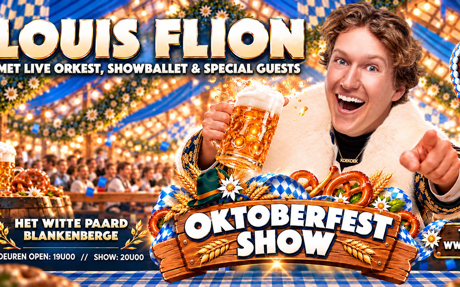 Affiche van de Louis Flion Oktoberfest Show in Het Witte Paard