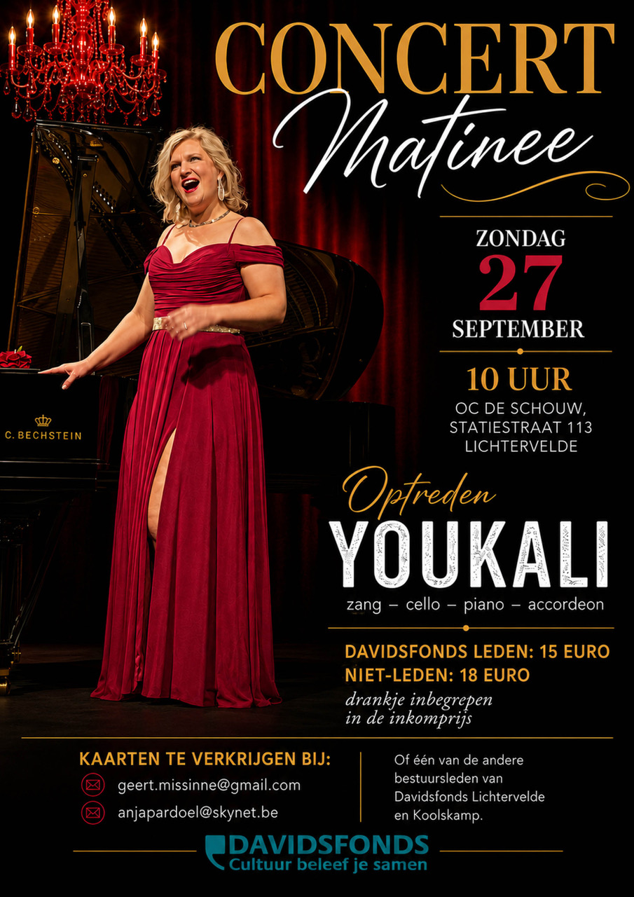 Affiche van Concert Matinee met Youkali op zondag 27 september om 10 uur in OC De Schouw in Lichtervelde