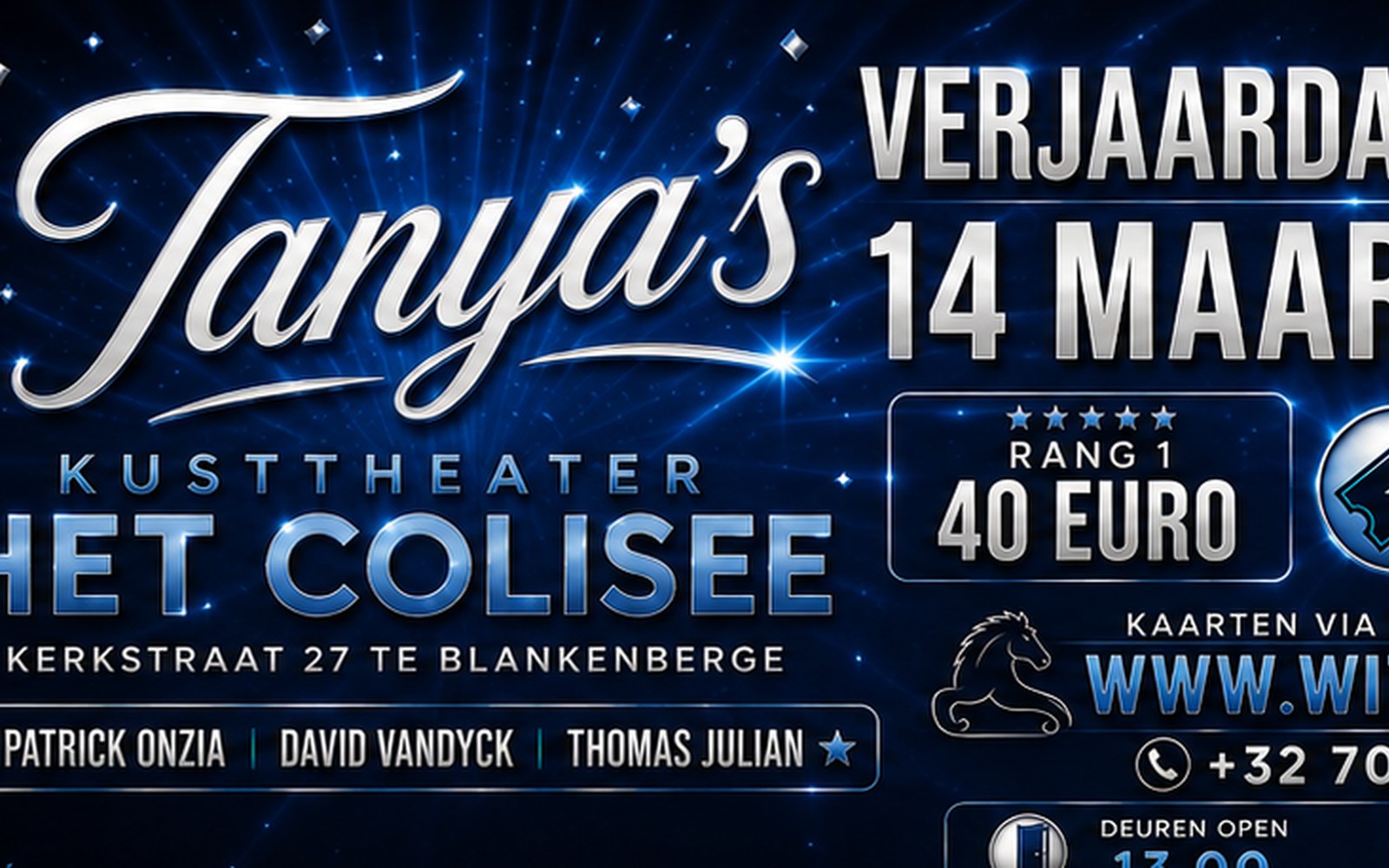 Affiche van Tanya's Verjaardagsshow in Kusttheater Het Colisee
